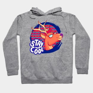 Colorful deer - blue - stripes Hoodie